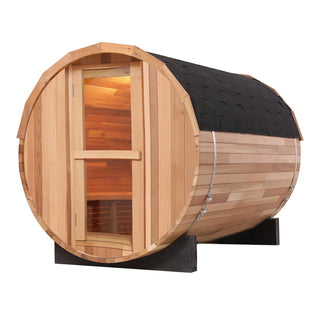 4 Person Outdoor Barrel Sauna – Red Cedar or Hemlock Traditional Steam Sauna Kit with Waterproof Tile Anyi Health