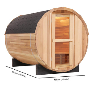 4 Person Outdoor Barrel Sauna – Red Cedar or Hemlock Traditional Steam Sauna Kit with Waterproof Tile Anyi Health