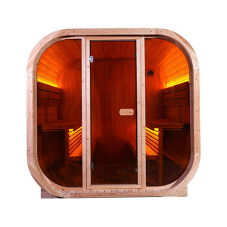 Anyi-7 Rounded Square Outdoor Sauna – Carbonized Spruce Wood | 3-Person Infrared & Traditional Steam Anyi Health