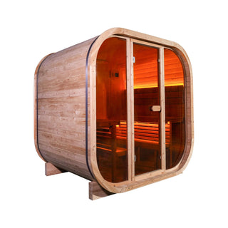 Anyi-7 Rounded Square Outdoor Sauna – Carbonized Spruce Wood | 3-Person Infrared & Traditional Steam Anyi Health