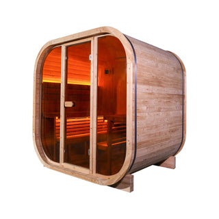 Anyi-7 Rounded Square Outdoor Sauna – Carbonized Spruce Wood | 3-Person Infrared & Traditional Steam Anyi Health