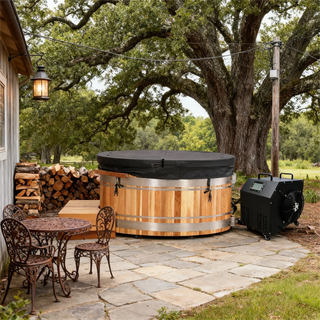 Premium Red Cedar Oval Ice Bath Tub – Cold Plunge Spa for Recovery & Wellness Anyi Health