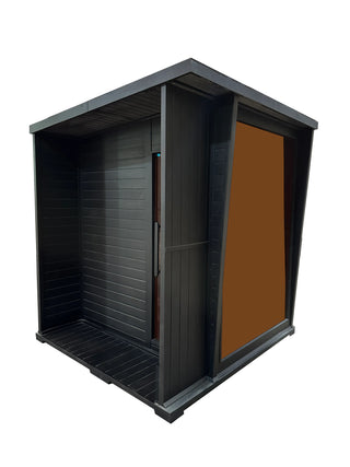 New Luxury High-End Black Square Outdoor Sauna – Modern Backyard Wellness Cabin Anyi Health