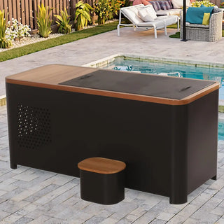 Black Rectangular Ice Tub – Outdoor Cold Plunge Recovery Bath Anyi Health