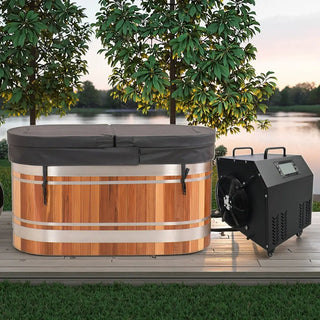 U-Shaped Red Cedar Ice Bath Tub – Ergonomic Cold Plunge Spa Barrel Anyi Health