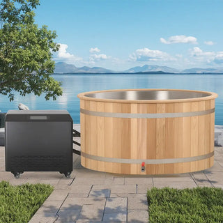 Double Capacity Oval Red Cedar Ice Bath Tub – Dual Person Cold Plunge Spa Anyi Health