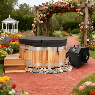 Premium Red Cedar Oval Ice Bath Tub – Cold Plunge Spa for Recovery & Wellness Anyi Health