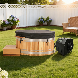 Premium Red Cedar Oval Ice Bath Tub – Cold Plunge Spa for Recovery & Wellness Anyi Health
