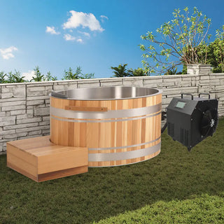 Premium Red Cedar Oval Ice Bath Tub – Cold Plunge Spa for Recovery & Wellness Anyi Health