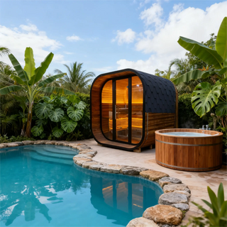 New 4-6 person Black Square Premium Thermo Spruce Wood Outdoor Sauna-FFF Anyi Health