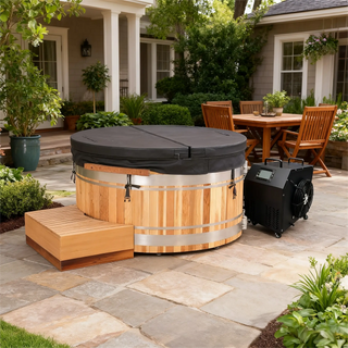 Premium Red Cedar Oval Ice Bath Tub – Cold Plunge Spa for Recovery & Wellness Anyi Health