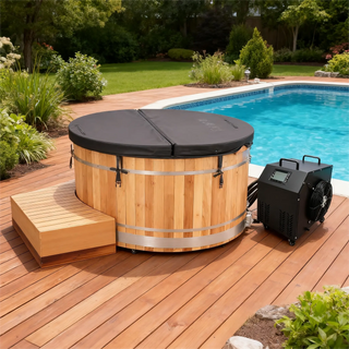 Premium Red Cedar Oval Ice Bath Tub – Cold Plunge Spa for Recovery & Wellness Anyi Health