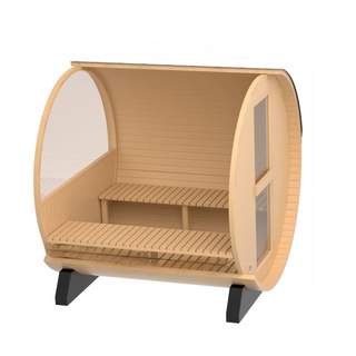 4 Person Outdoor Hemlock Barrel Sauna with Half-glass Viewing Window Anyi Health