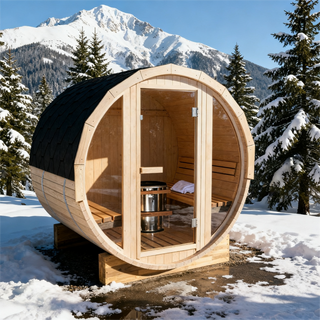 4.9 Ft Outdoor Barrel Sauna – 2-Person Traditional Steam Sauna Kit Anyi Health
