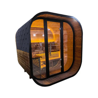 New 4-6 person Black Square Premium Thermo Spruce Wood Outdoor Sauna-FFF Anyi Health