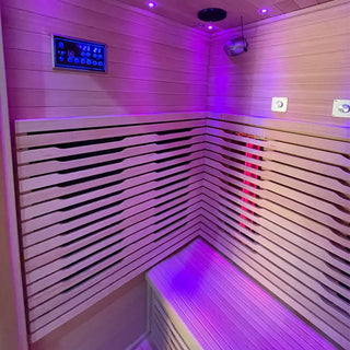 2-Person Hemlock Indoor Far Infrared Sauna with LED Star Lights and Control Panel Anyi Health