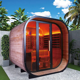 EW-9 Square Infrared Sauna – Carbonized Spruce EastWestSanua