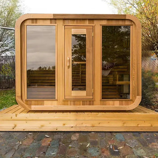 Outdoor Square Red Cedar Sauna – 4-6 Person Traditional Steam Sauna with Electric or Wood-Burning Heater Anyi Health