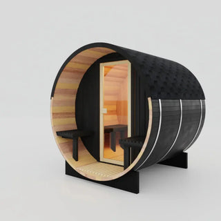 Black Luxury Outdoor Barrel Sauna for 2 to 6 Persons – Premium Cedar & Hemlock Sauna with Electric Heater Anyi Health
