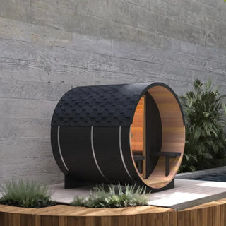 Black Luxury Outdoor Barrel Sauna for 2 to 6 Persons – Premium Cedar & Hemlock Sauna with Electric Heater Anyi Health