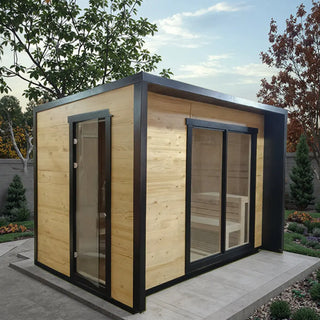 6-Person Square Luxury Outdoor Sauna with Private Changing Room – Premium Backyard Wellness Anyi Health
