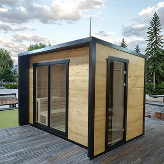 6-Person Square Luxury Outdoor Sauna with Private Changing Room – Premium Backyard Wellness Anyi Health