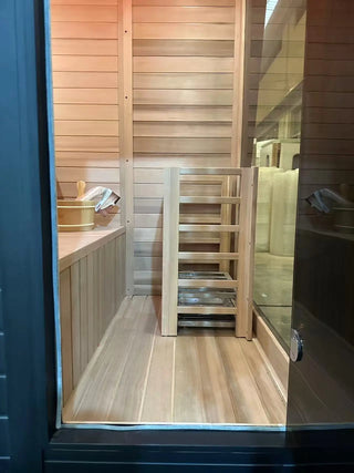 New Luxury High-End Black Square Outdoor Sauna – Modern Backyard Wellness Cabin Anyi Health