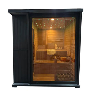 New Luxury High-End Black Square Outdoor Sauna – Modern Backyard Wellness Cabin Anyi Health