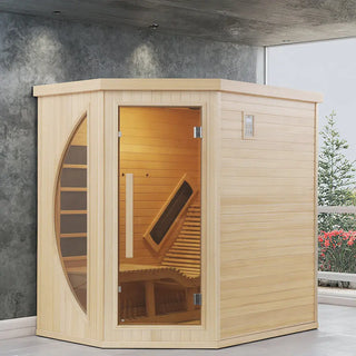 1 Person Far Infrared Red Cedar Indoor Sauna with Recliner & 7-Color LED Lights Anyi Health