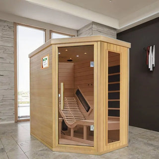 1 Person Far Infrared Red Cedar Indoor Sauna with Recliner & 7-Color LED Lights Anyi Health