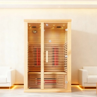 2-Person Hemlock Indoor Far Infrared Sauna with LED Star Lights and Control Panel Anyi Health