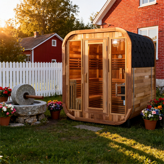 Patchwork Red Cedar Outdoor Square Sauna – Traditional Steam Kit Anyi Health
