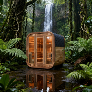 Patchwork Red Cedar Outdoor Square Sauna – Traditional Steam Kit Anyi Health