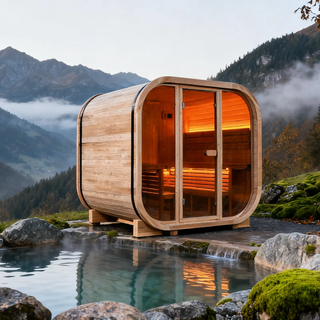 Anyi-7  Square Outdoor Sauna – Carbonized Spruce Wood | 3~4 Person Traditional Steam Anyi Health