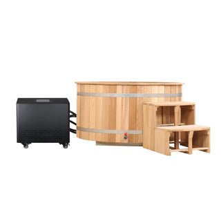 Double Capacity Oval Red Cedar Ice Bath Tub – Dual Person Cold Plunge Spa Anyi Health