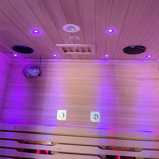 2-Person Hemlock Indoor Far Infrared Sauna with LED Star Lights and Control Panel Anyi Health