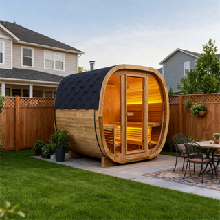 4-Person Brown Square Outdoor Sauna – Traditional Steam Backyard Wellness Cabin Anyi Health