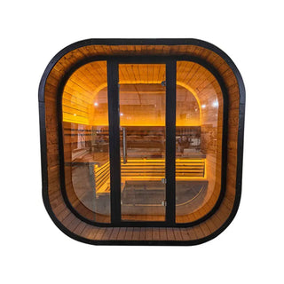New 4-6 person Black Square Premium Thermo Spruce Wood Outdoor Sauna-FFF Anyi Health