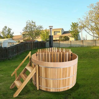 Built-In Oven Heated Wooden Hot Tub – Traditional Wood-Fired Spa Anyi Health