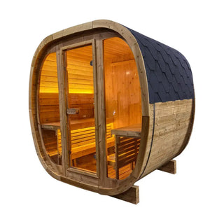 4-Person Brown Square Outdoor Sauna – Traditional Steam Backyard Wellness Cabin Anyi Health