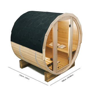 4.9 Ft Outdoor Barrel Sauna – 2-Person Traditional Steam Sauna Kit (Red Cedar or Hemlock) Anyi Health