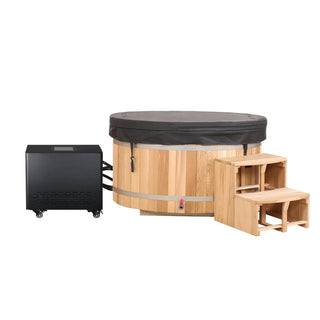 Double Capacity Oval Red Cedar Ice Bath Tub – Dual Person Cold Plunge Spa Anyi Health