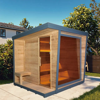 EW5 Square Infrared Sauna – Carbonized Spruce Wood | 4-Person Home & Indoor Wellness EastWestSanua