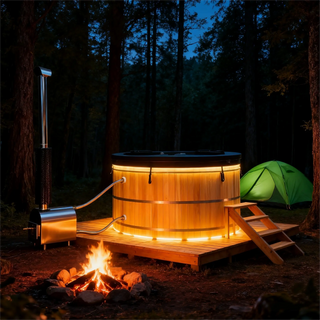 External Oven Heated Wooden Hot Tub – Traditional Outdoor Spa Anyi Health