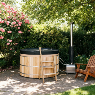 External Oven Heated Wooden Hot Tub – Traditional Outdoor Spa Anyi Health