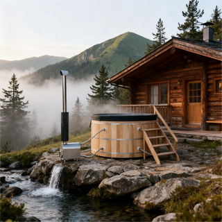 External Oven Heated Wooden Hot Tub – Traditional Outdoor Spa Anyi Health