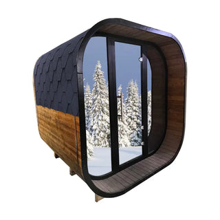 New 4-6 person Black Square Premium Thermo Spruce Wood Outdoor Sauna-FFF Anyi Health
