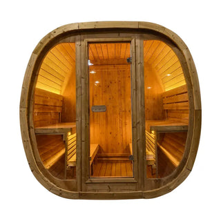 4-Person Brown Square Outdoor Sauna – Traditional Steam Backyard Wellness Cabin Anyi Health