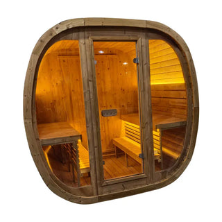 4-Person Brown Square Outdoor Sauna – Traditional Steam Backyard Wellness Cabin Anyi Health