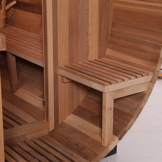 6 Person Outdoor Barrel Sauna with Front Porch – Canadian Red Cedar or Hemlock Traditional Steam Sauna Kit with Waterproof Tile Anyi Health